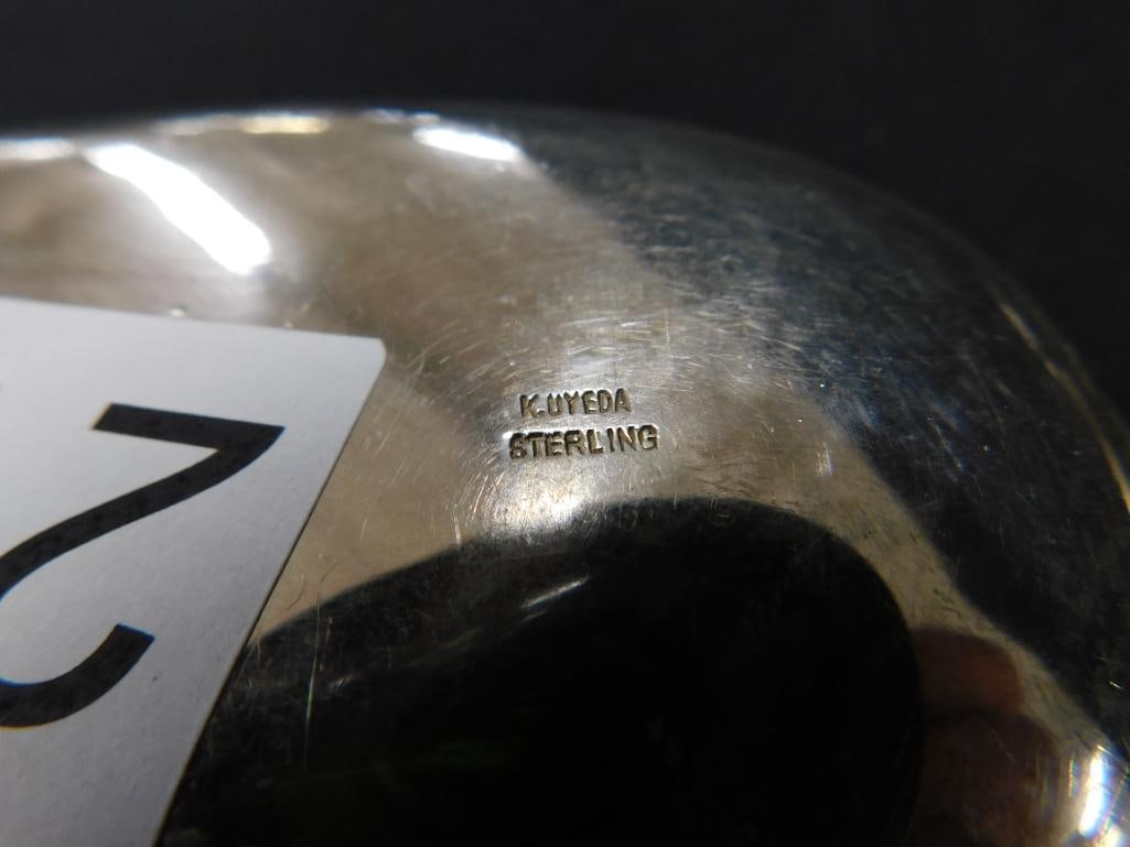 Sterling Silver - Handled Leaf Plates - k. Uyeda - Each 9.5" x 3.5" - 212 Grams - 5