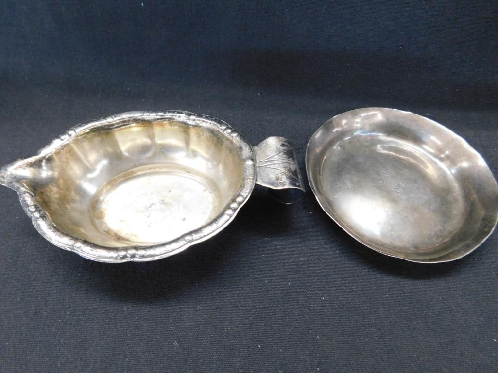 Sterling Silver - 3.75" Plate and a Sauce Server - 100 Grams - 11