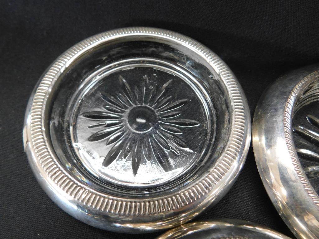 Sterling Silver - Group of 6 Weighted Coasters - 4 Match - 2