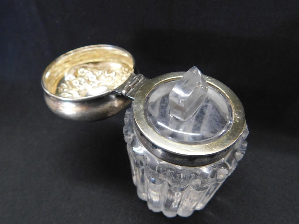Sterling Silver - Pair of Perfume Bottles with Silver Lids - Lid Not Connected on One - 4
