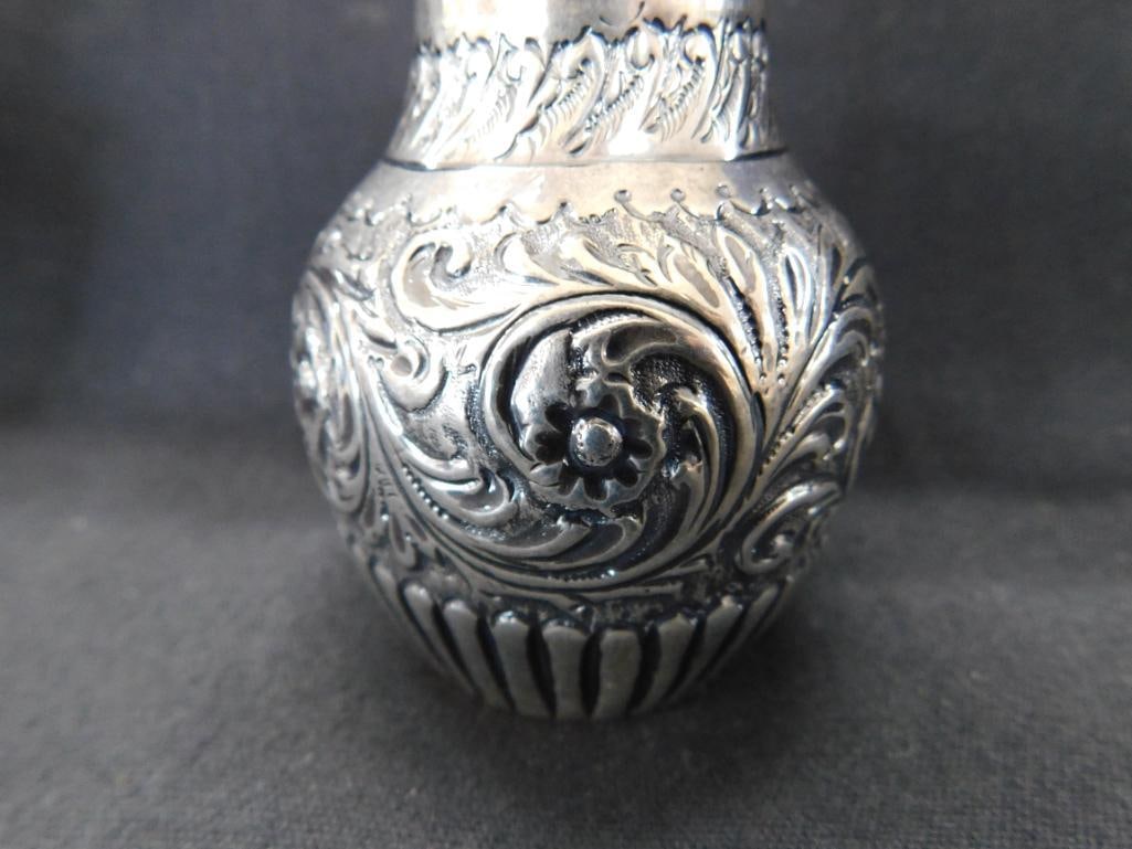 Sterling Silver - Pair of Perfume Bottles with Silver Lids - Lid Not Connected on One - 8