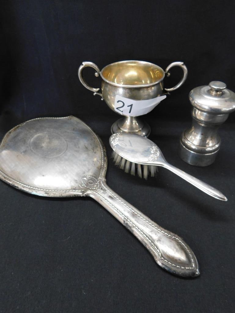 Sterling Silver - Weighted Sugar - Mirror - Brush - Spice Grinder - 2