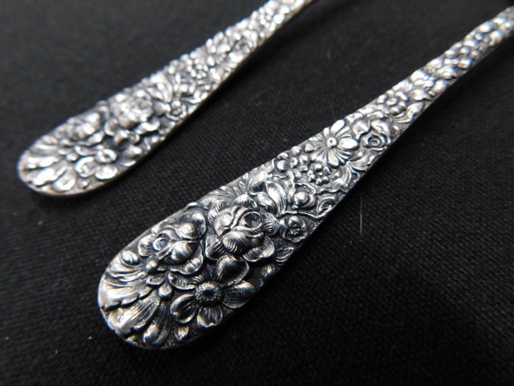 Sterling Silver - 2 -4 7/8" Spoons - Repousse - Steiff - 53 Grams - 3