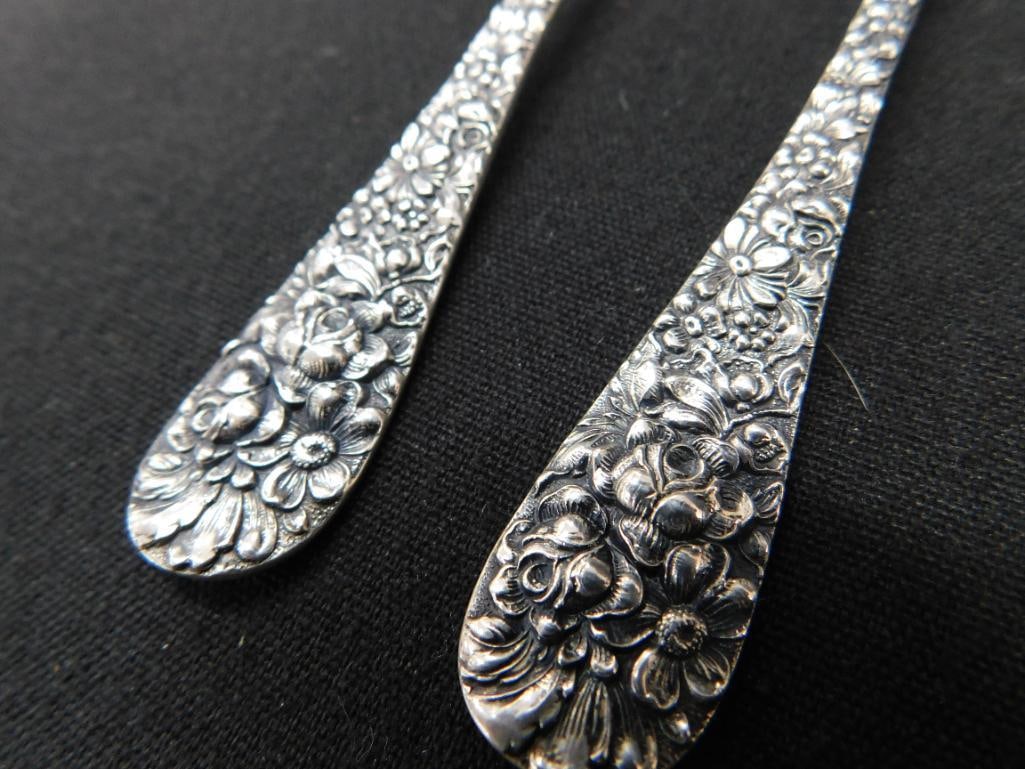 Sterling Silver - 2 -4 7/8" Spoons - Repousse - Steiff - 53 Grams - 4