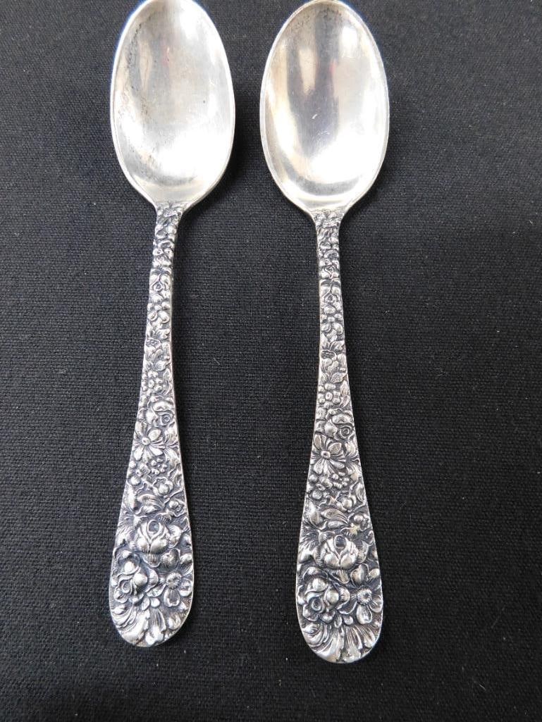 Sterling Silver - 2 -4 7/8" Spoons - Repousse - Steiff - 53 Grams - 6