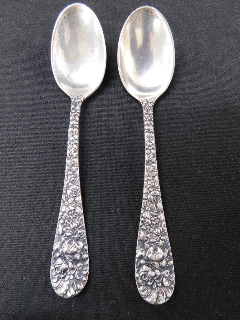 Sterling Silver - 2 -4 7/8" Spoons - Repousse - Steiff - 53 Grams - 7