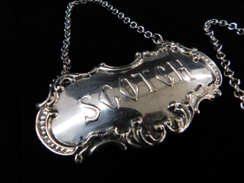 Sterling Silver - 3 Liquor Bottle Tags - Gorham - 44 Grams - 2