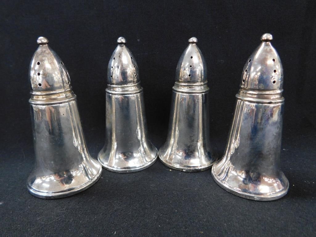 Sterling Silver - Set of 4 Weighted Salt and Pepper Shakers - 7