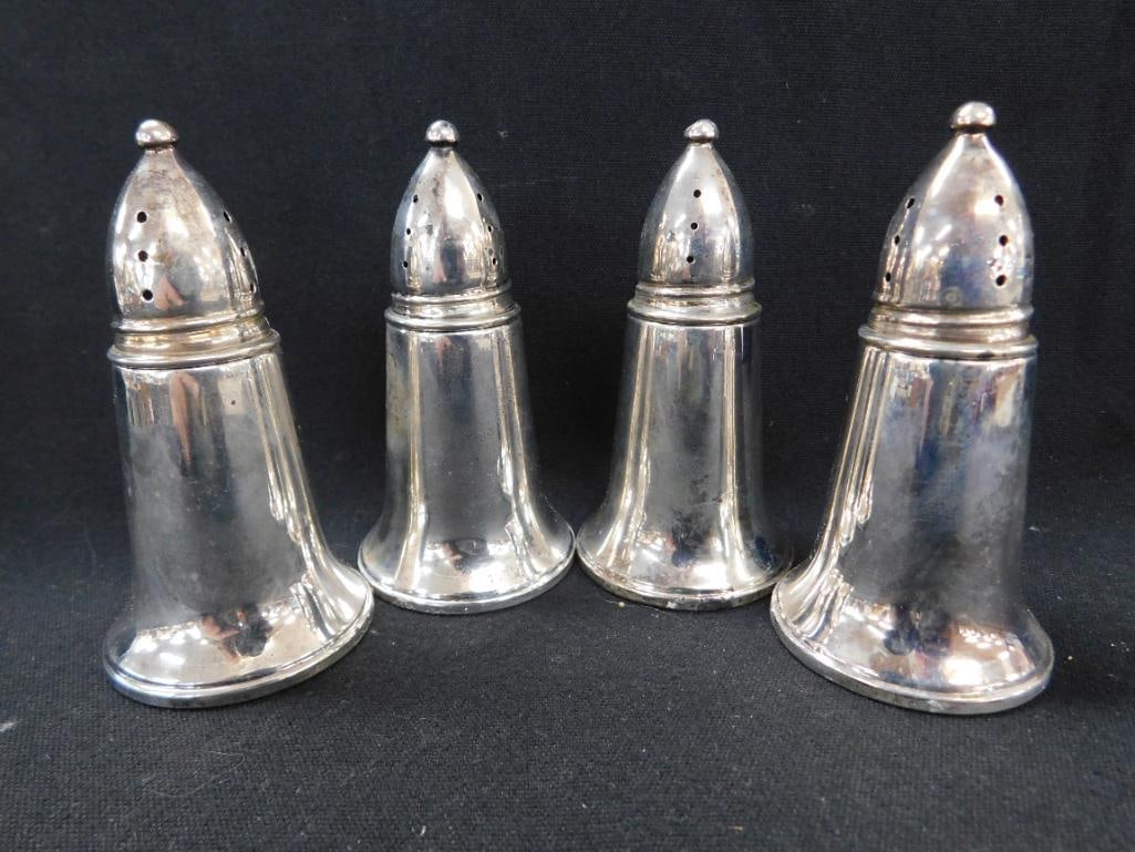 Sterling Silver - Set of 4 Weighted Salt and Pepper Shakers - 8