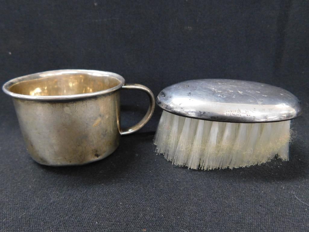Sterling Silver - Childs Cup 32 Grams - Clothes Brush 32 Grams TW - 9