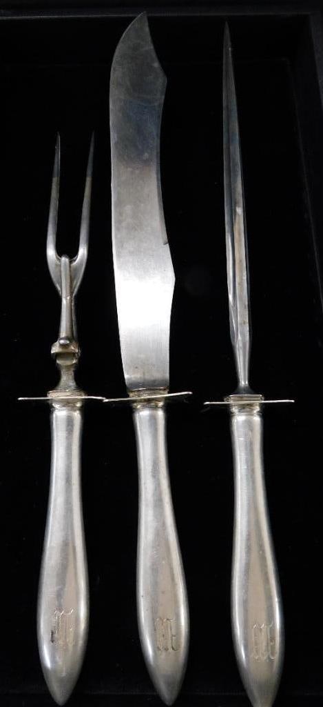 Sterling Silver - Old Weighted 3 Piece Serving Set: See Photos For Condition and Details 