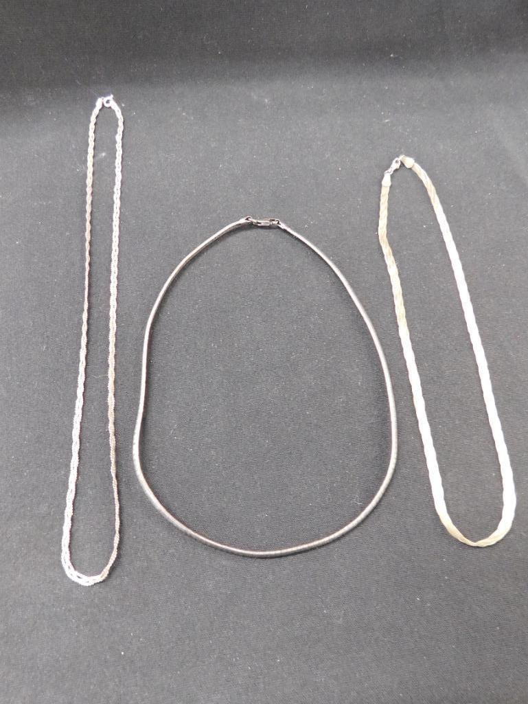 Sterling Silver - 3 Necklaces - 15"-15"-19" - 30.1 Grams - 9