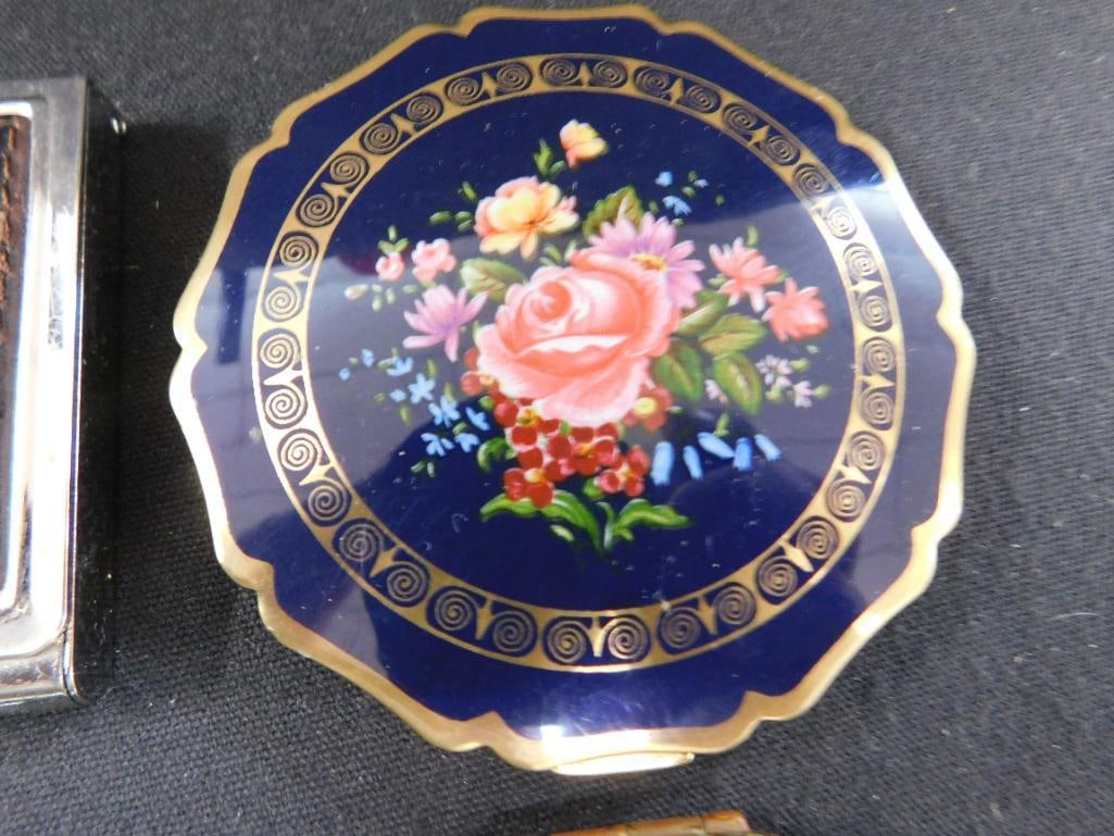 Tray Lot with Vintage Elgin and Straffrod Compacts - Brighton Business Card Holders - 4