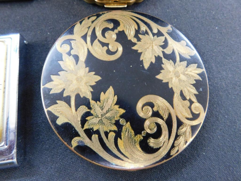 Tray Lot with Vintage Elgin and Straffrod Compacts - Brighton Business Card Holders - 5