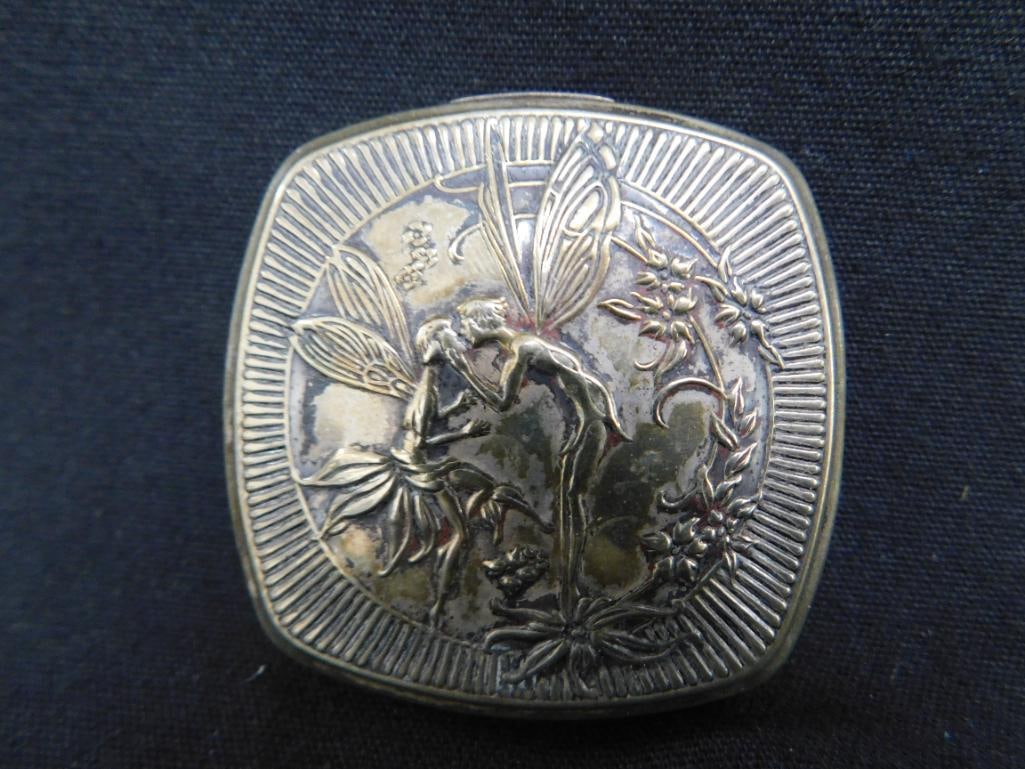 1925 Djeer Kiss Silverplate Compact - Fairies - 2