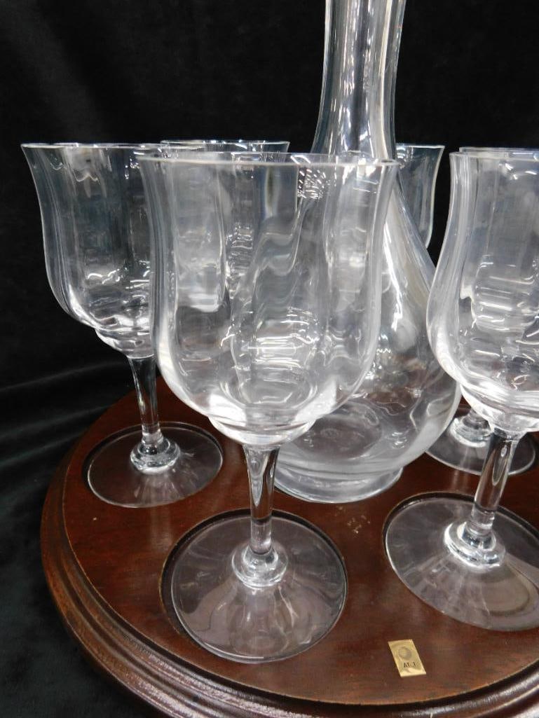 Baccarat 8 Piece Decanter - Glasses and Base - Liquor Set - 13.5" x 12" - 3