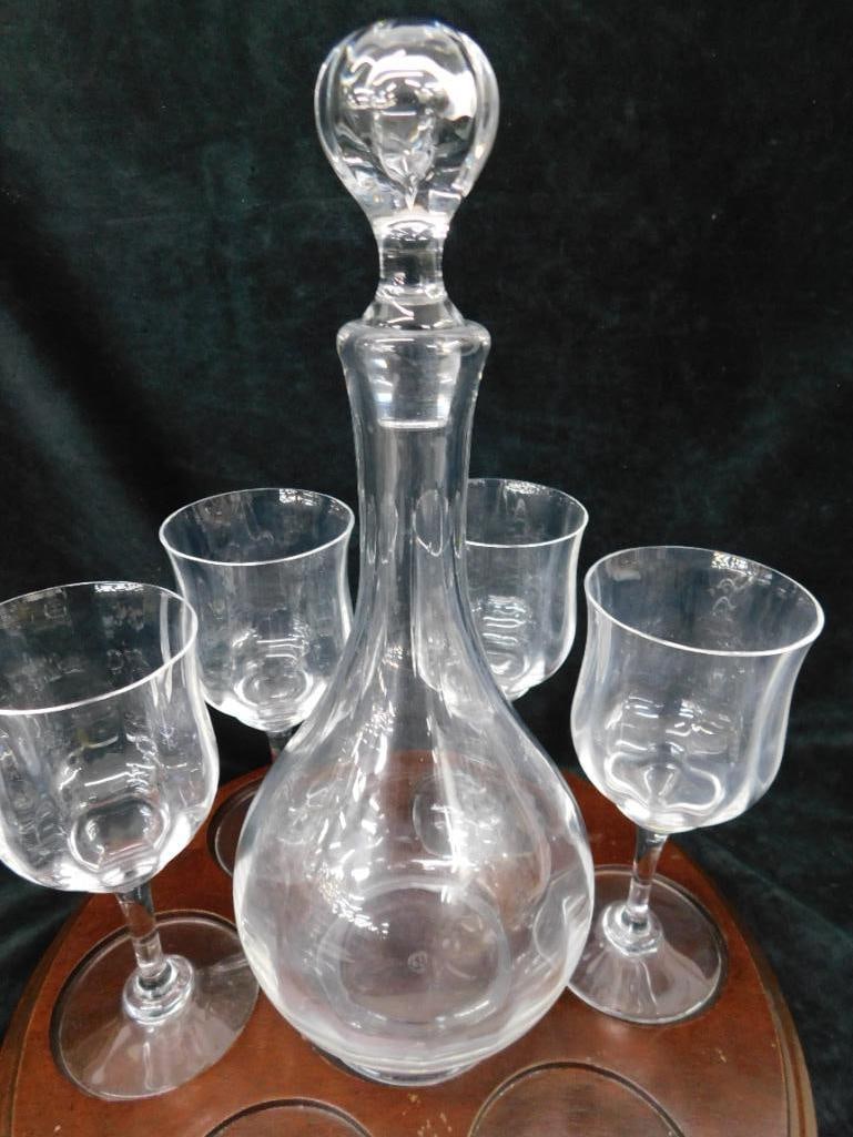 Baccarat 8 Piece Decanter - Glasses and Base - Liquor Set - 13.5" x 12" - 4