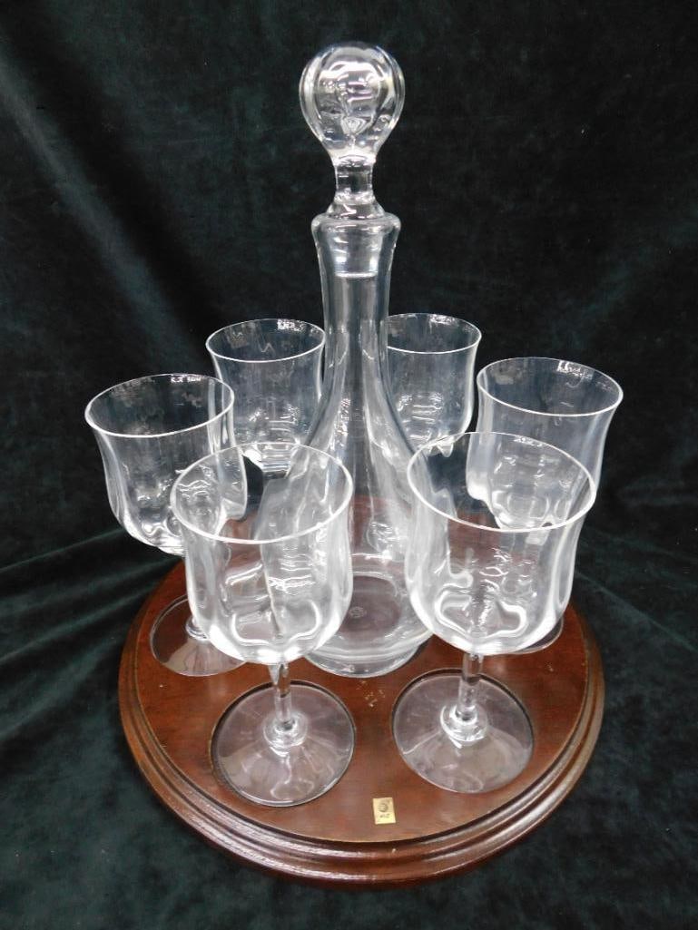 Baccarat 8 Piece Decanter - Glasses and Base - Liquor Set - 13.5" x 12" - 7