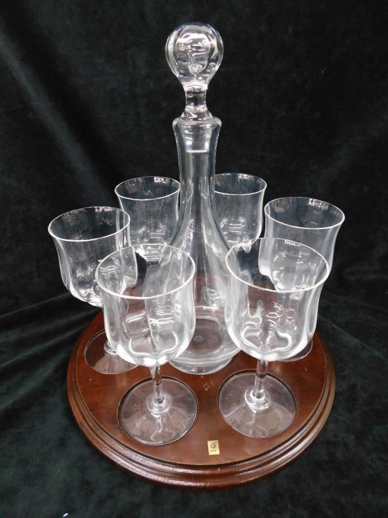 Baccarat 8 Piece Decanter - Glasses and Base - Liquor Set - 13.5" x 12" - 8