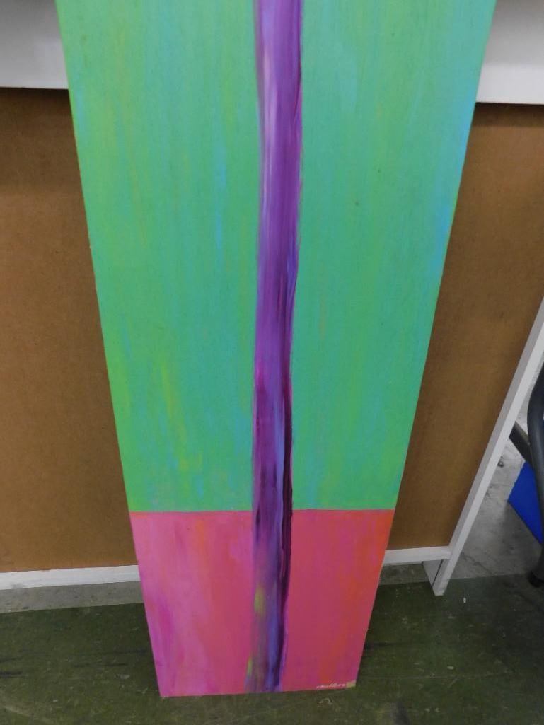 Southern Folk Art Painting on Plywood - Signed Walters - 48" x 12" - Palm Tree - 5