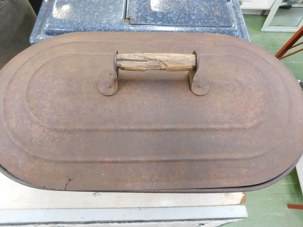 Vintage Copper Boiler with Lid - 17.5" x 27" x 12" - Lid Has Rust Issues - 2