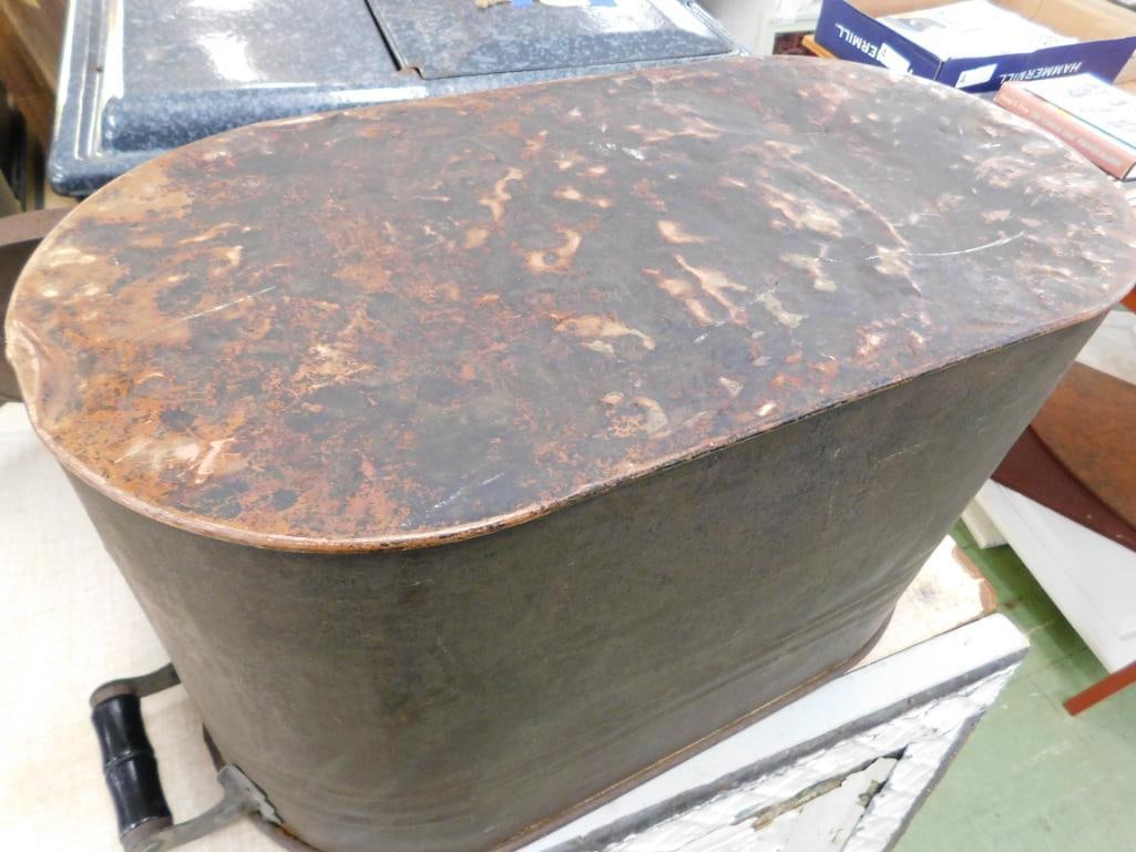 Vintage Copper Boiler with Lid - 17.5" x 27" x 12" - Lid Has Rust Issues - 6