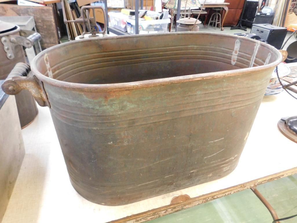 Vintage Copper Boiler - No Lid - 13.5" x 27" x 13" - 8