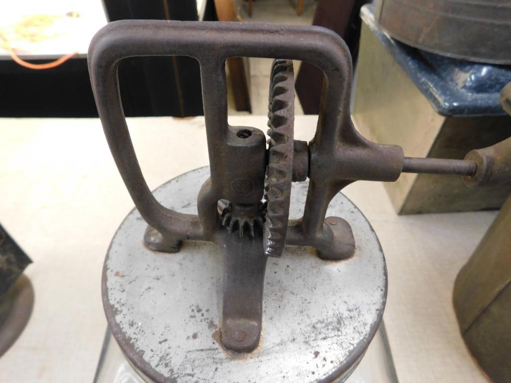 Vintage 8Qt. Glass and Metal Butter Churn - Works Well - 16" x 10" x 8" - 2