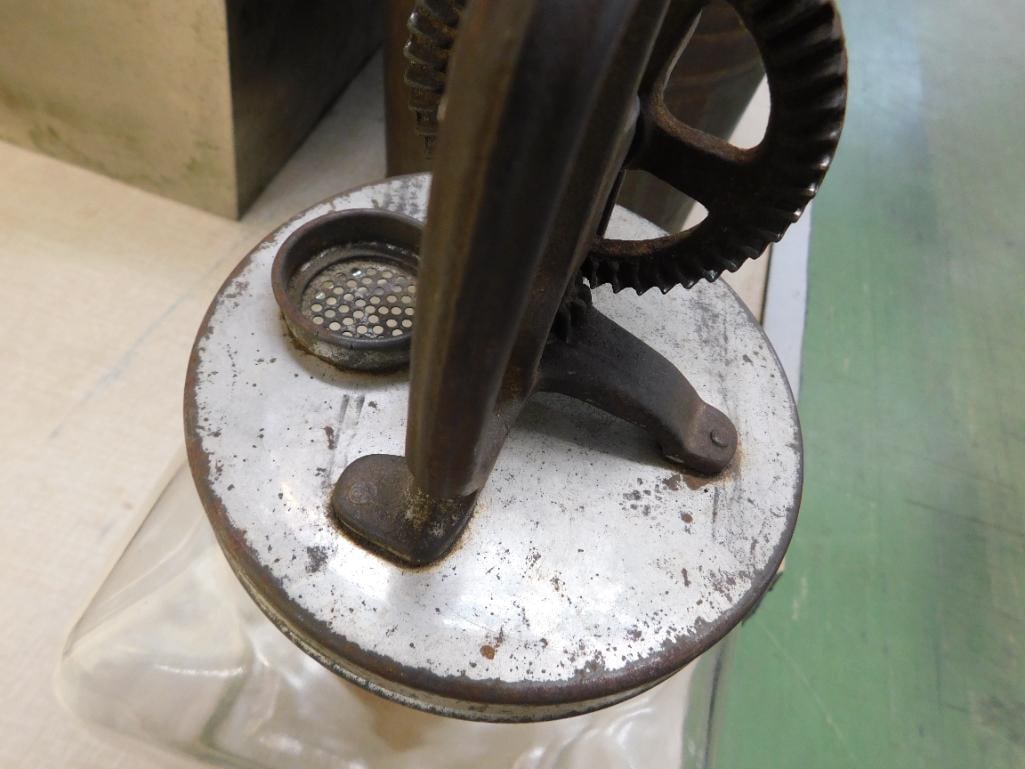 Vintage 8Qt. Glass and Metal Butter Churn - Works Well - 16" x 10" x 8" - 7