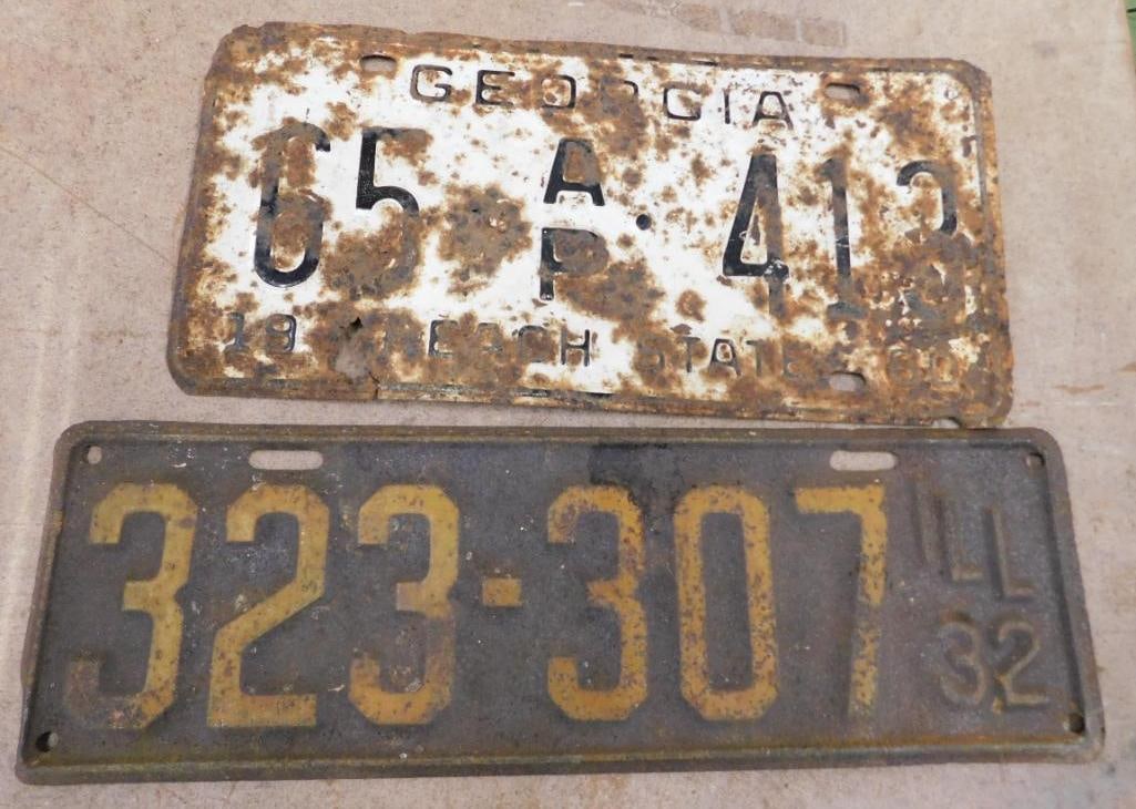 1932 Illinois License Plate - 1960 Georgia License Plate (1 of 12)