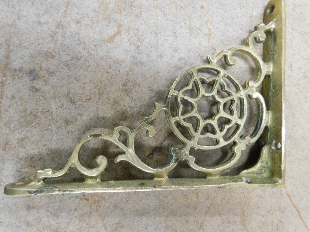 Pair of Brass Shelf Brackets - Each 7" x 5" - 2