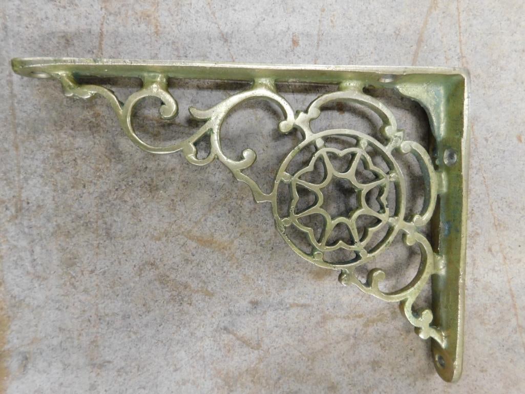 Pair of Brass Shelf Brackets - Each 7" x 5" - 3