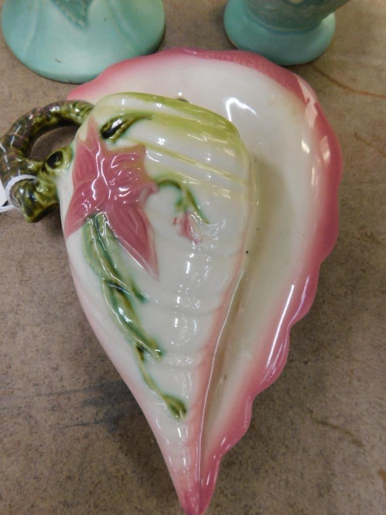 Group of 3 Hull Pottery Pieces - 6" Double Handled Vase - 7" Cornucopia Vase - 4