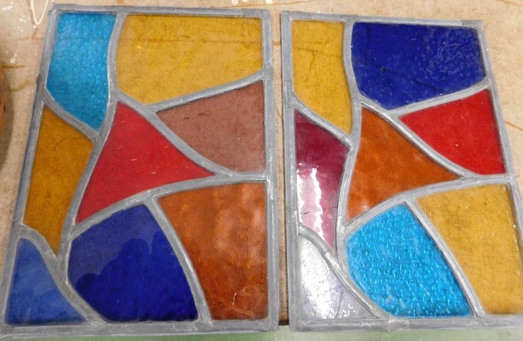 Pair of 11.5" x 8.25" Stained Glass Panels (1 of 5)