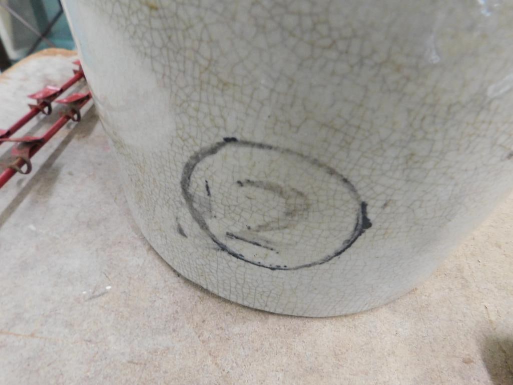 Vintage 2 Gallon Whiskey Jug - Brown White Glaze - 14" x 9" - 6