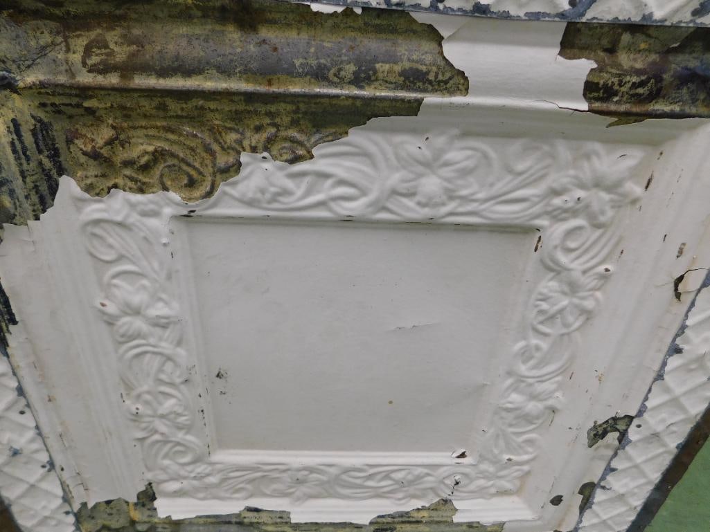 Framed Vintage Tin Ceiling Tile - 29.5" x 29.5" - 4