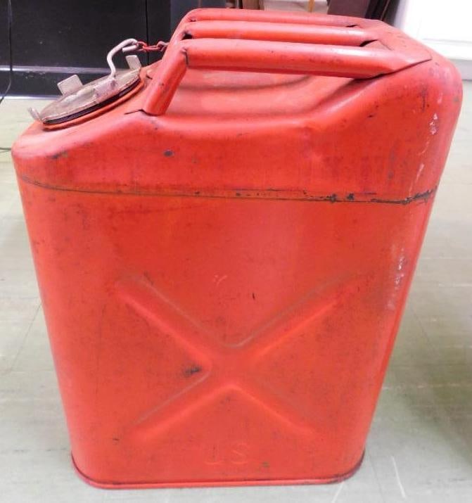 Vintage Red Metal Gas Can - 18.5" x 13.5" x 6": See Photos For Condition and Details 