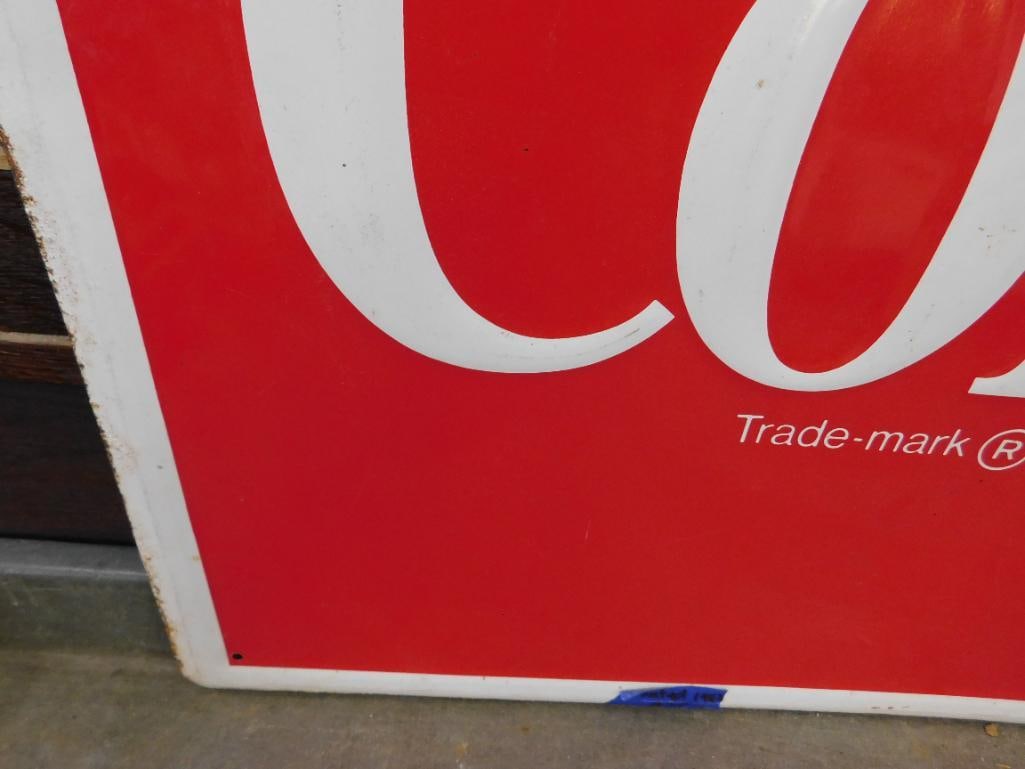 1982 Metal "Enjoy Coke" Sign - Advertising - 24" x 24" - 6