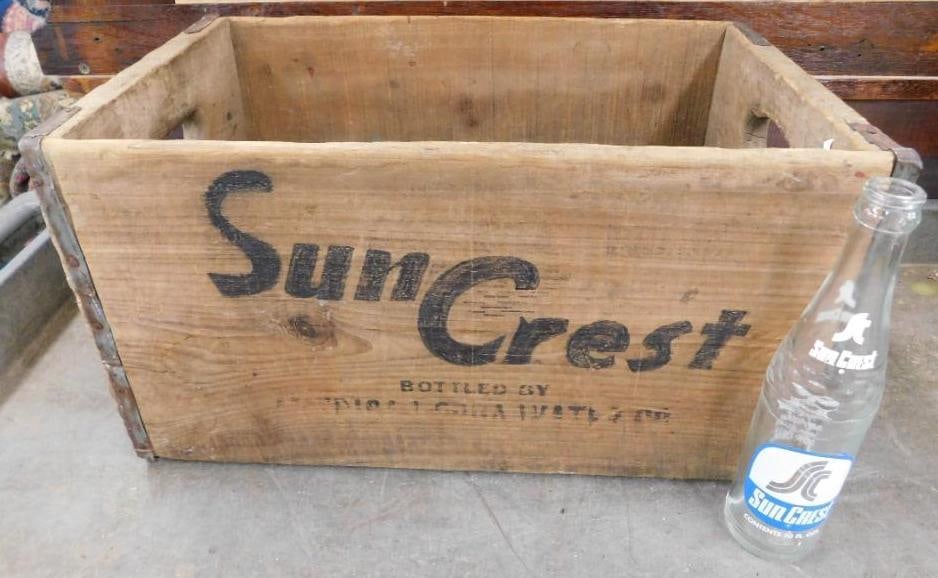 Vintage Wood Crate - "Sun Crest" Soda - 10" x 18.5" x 12": See Photos For Condition and Details 