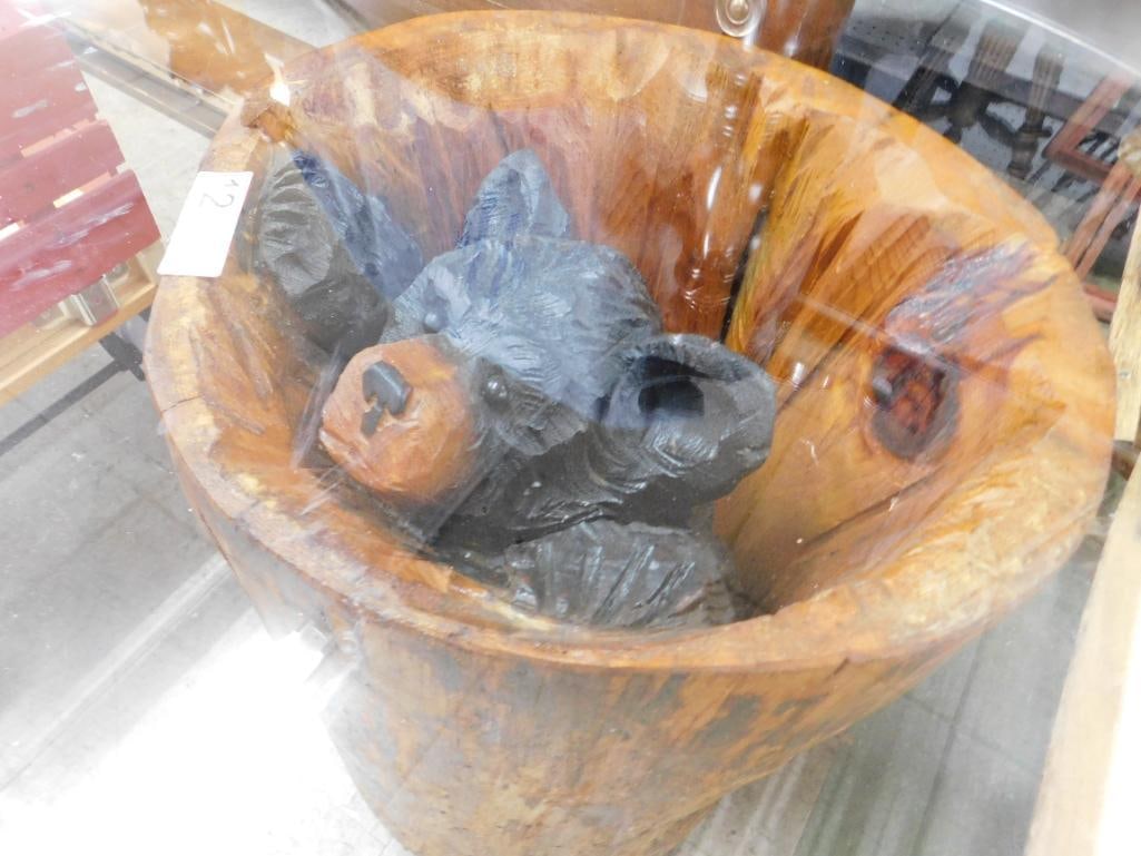 Glass Top Carved Log Bear Side Table - 22" x 30" - 4