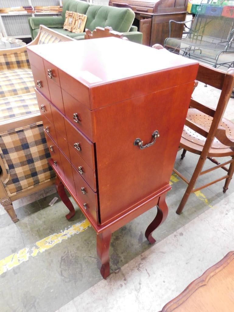 Wallace Floor Model 4 Drawer Silver Chest - 35" x 15"x 12" - 9