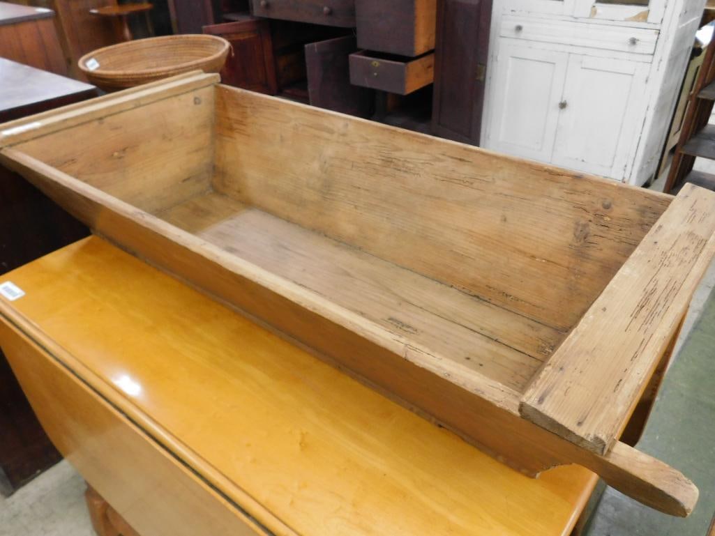 Rectangular Dough Bowl - 1 Handle Missing - 9" x 52" x 20" - 11