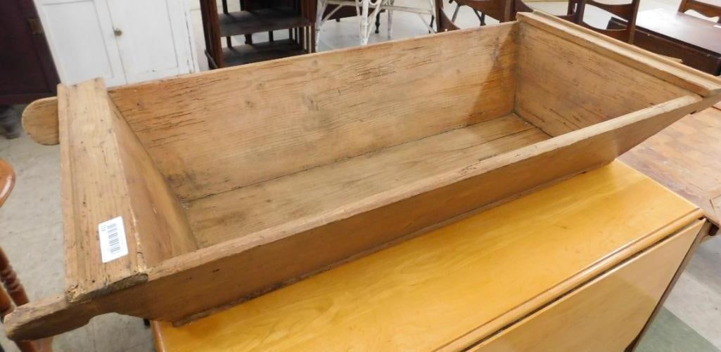 Rectangular Dough Bowl - 1 Handle Missing - 9" x 52" x 20"