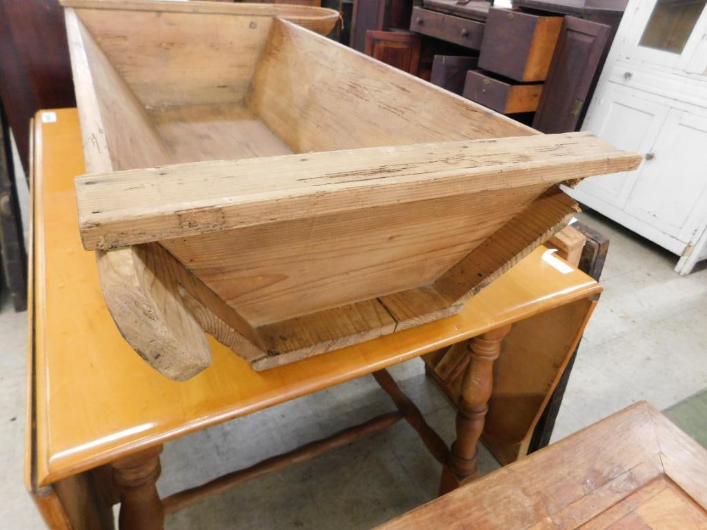 Rectangular Dough Bowl - 1 Handle Missing - 9" x 52" x 20" - 6