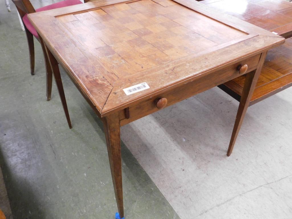 Parquet Top 1 Drawer Game Table - 27" x 28" x 28" - 8