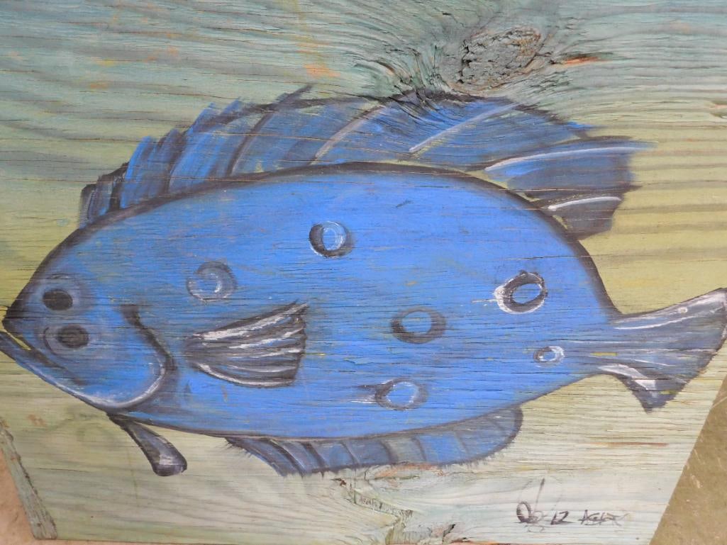 2012 Southern Folk Art Painting on Plywood - Signed Asher - 24" x 25" - 2
