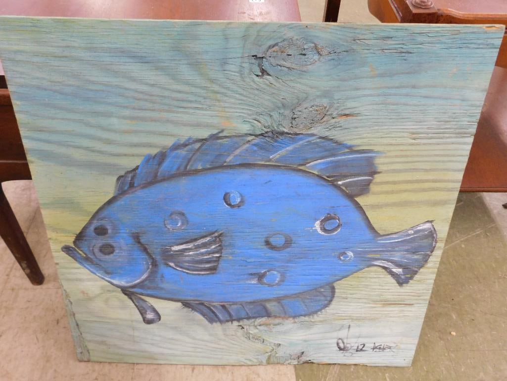 2012 Southern Folk Art Painting on Plywood - Signed Asher - 24" x 25" - 7