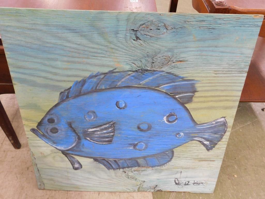 2012 Southern Folk Art Painting on Plywood - Signed Asher - 24" x 25" - 8