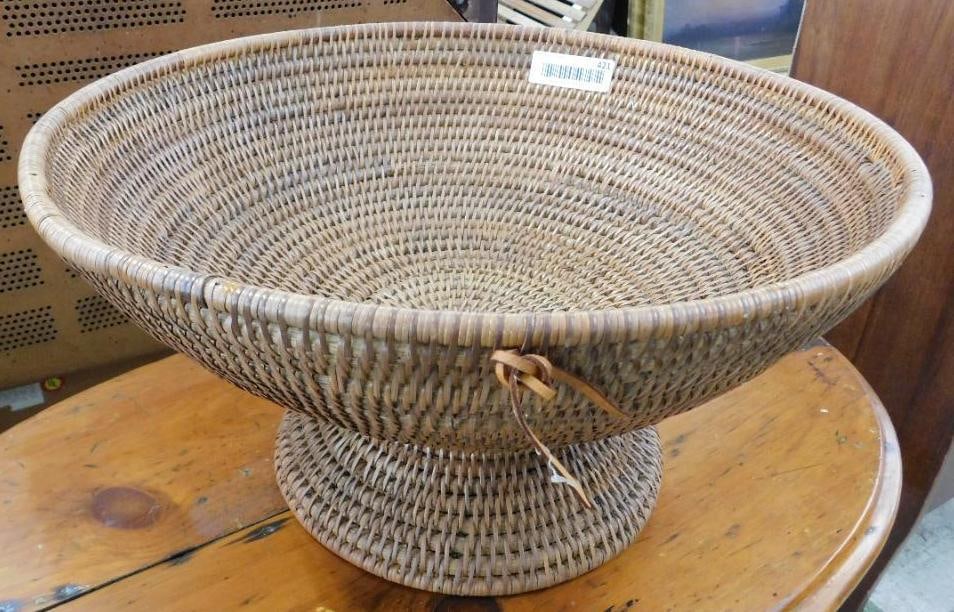 Woven Footed Bowl - 10" x 19": See Photos For Condition and Details 