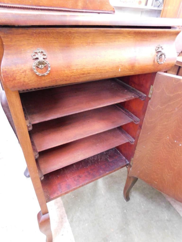 Vintage 1 Drawer Sheet Music Cabinet - with Key - 39.5" x 19.5" x 15" - 10